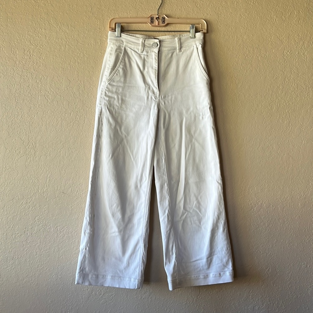 Everlane Wide Leg Crop Pants - White, Size 2